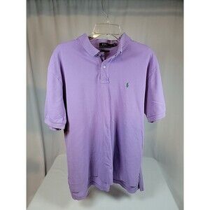 Ralph Lauren Polo Shirt Classic Fit Mens Purple Short Sleeve Green Pony XL